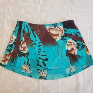 Newport News Tankini Bottom Skirt Blue & Brown Floral with golden threads Sz 10